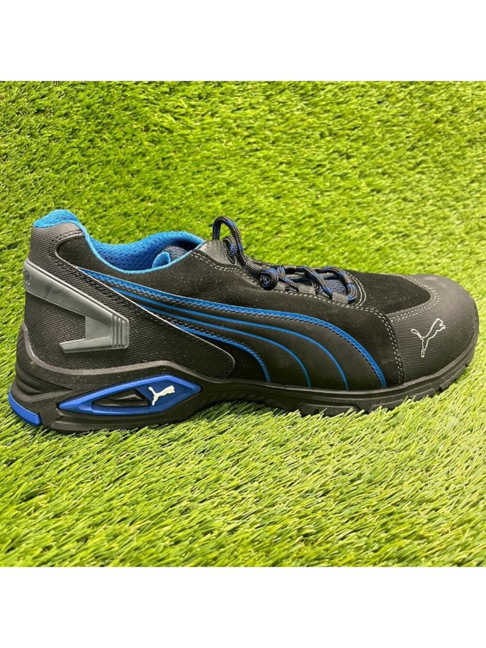 Puma Rio Low Mens Size 13 Black Blue Leather Composite Toe Safety Work Shoes